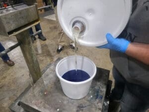 Measuring liquid rubber material
