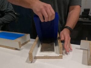 Demolding urethane rubber mold from manufactured stone